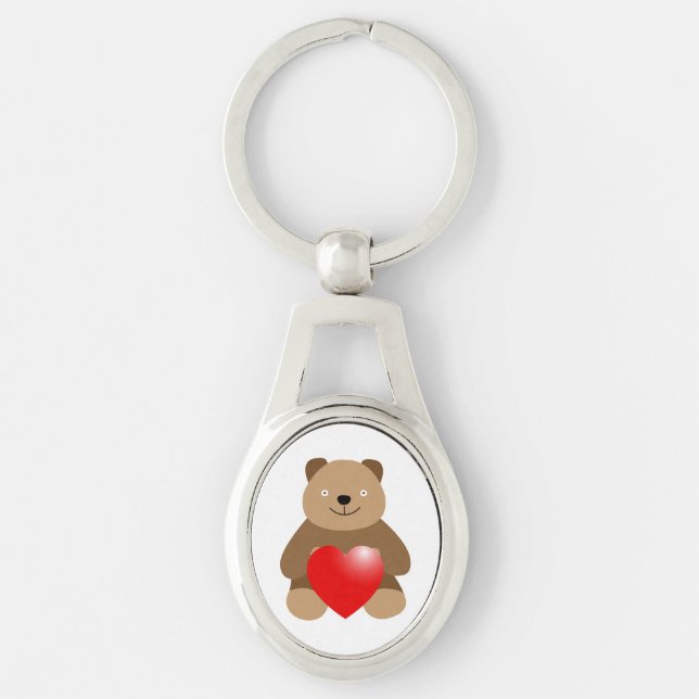Funny bear with a heart key ring (Front)
