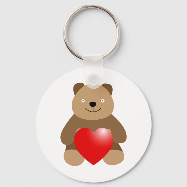 Funny bear with a heart key ring (Front)