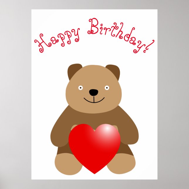Funny bear with a heart poster (Front)