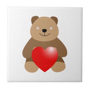 Funny bear with a heart tile