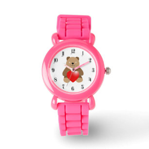 Funny bear with a heart watch