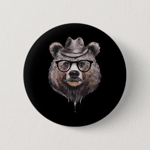 Funny Bear With Hat And Gles For A Bear Lover 6 Cm Round Badge