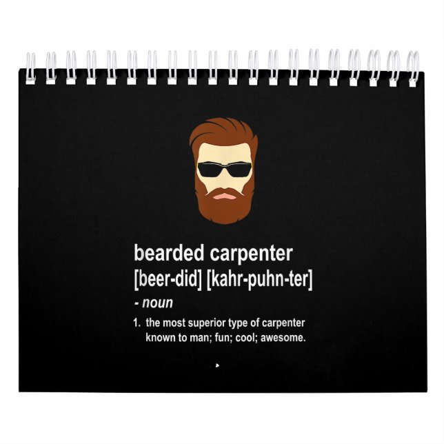Funny Beard Carpenter Gift  Men Calendar (Cover)