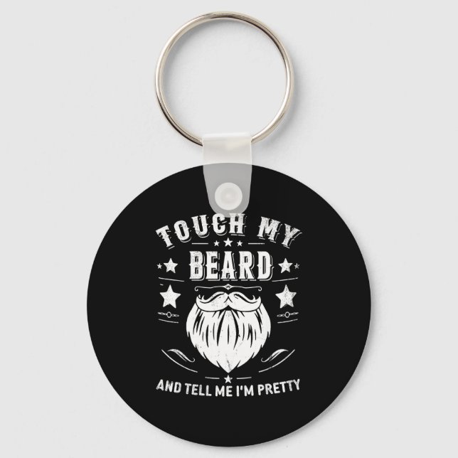 Funny Beard Quote Gift For Bearded Men Dad And Hus Key Ring (Front)