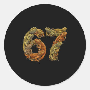 Funny Bearded Dragon 6 7 Meme Six Seven Beardzilla Classic Round Sticker