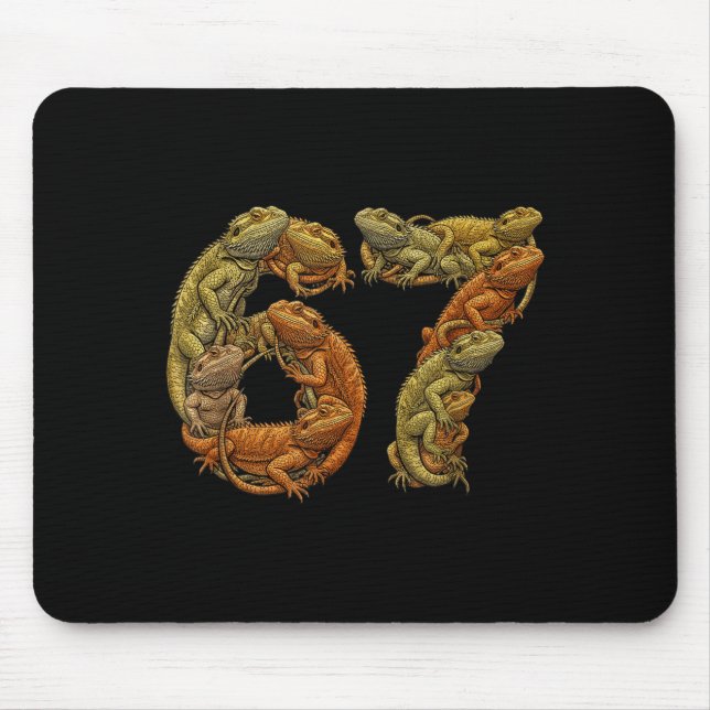 Funny Bearded Dragon 6 7 Meme Six Seven Beardzilla Mouse Mat (Front)