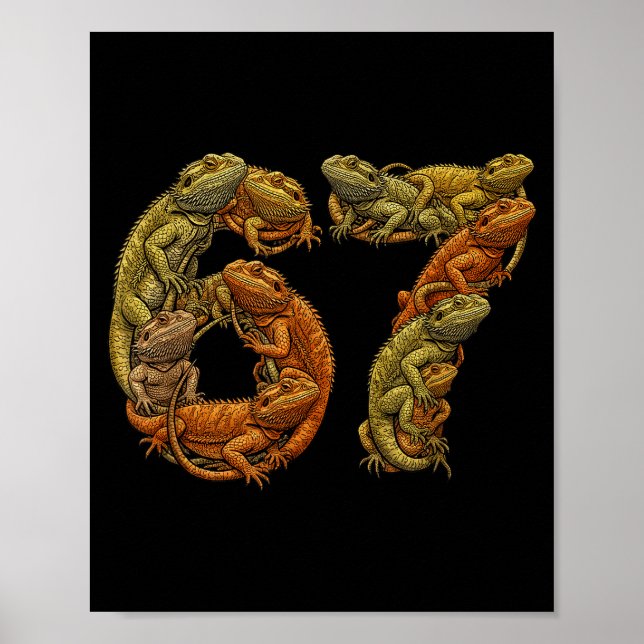 Funny Bearded Dragon 6 7 Meme Six Seven Beardzilla Poster (Front)