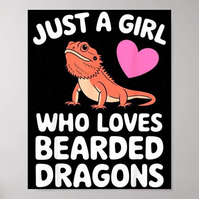 Funny Bearded Dragon Art For Women Girl Bearded Dr Poster (Front)