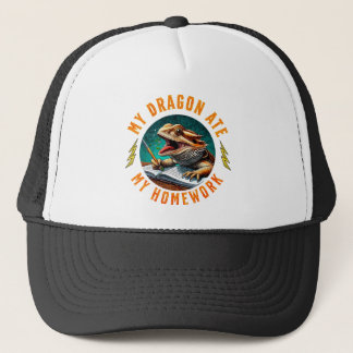 Funny Bearded Dragon Ate Homework Trucker Hat