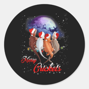 Funny Bearded Dragon Christmas Tee Merry Crickets Classic Round Sticker