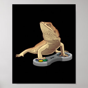 Funny Bearded Dragon Design For Kids Pet Video Gam Poster