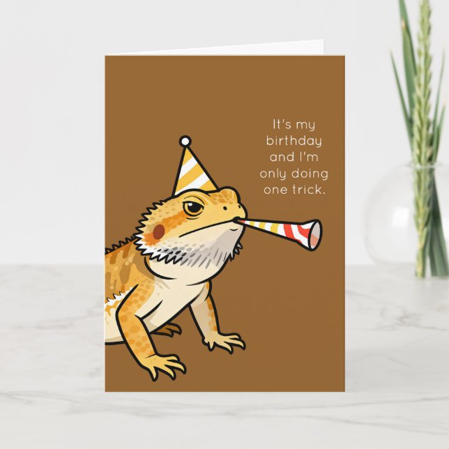 Funny Bearded Dragon Lizard Birthday  Card (Front)