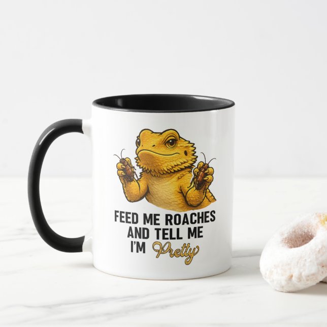 Funny Bearded Dragon Lover Reptile Owner Roaches  Mug (With Donut)