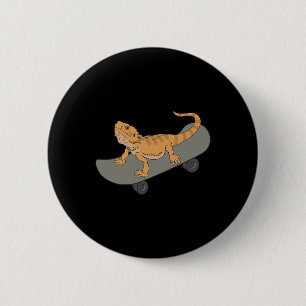 Funny Bearded Dragon On Skateboard Cute Pet Lizard 6 Cm Round Badge