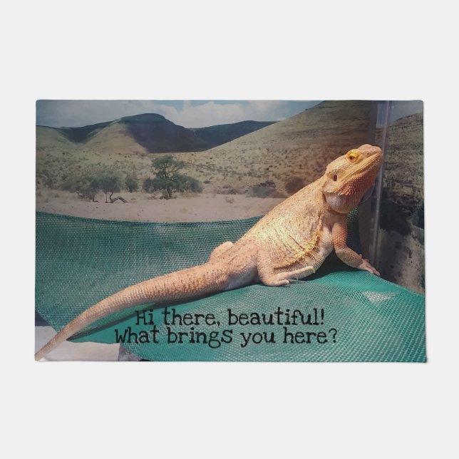 Funny Bearded Dragon Photo Print Design Doormat (Front)