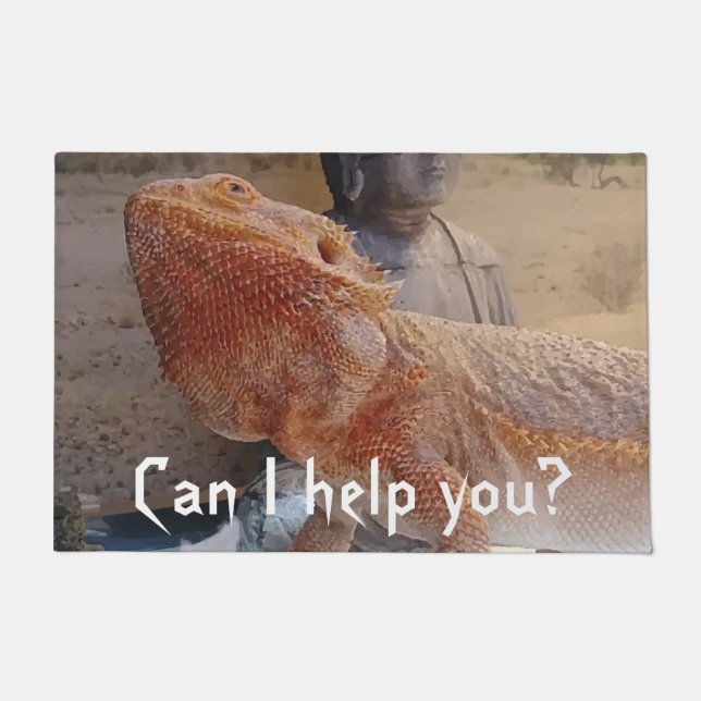 Funny Bearded Dragon Print Doormat (Front)