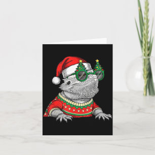 Funny Bearded Dragon Santa Hat Christmas Card