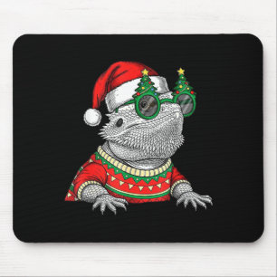 Funny Bearded Dragon Santa Hat Christmas  Mouse Mat