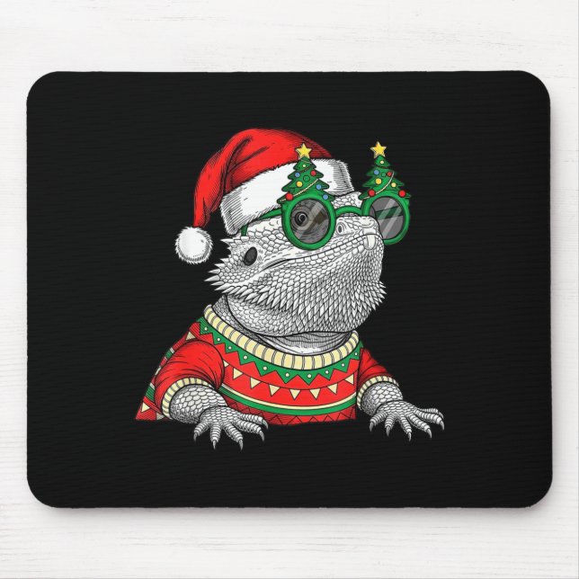 Funny Bearded Dragon Santa Hat Christmas  Mouse Mat (Front)