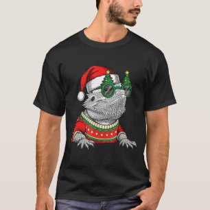 Funny Bearded Dragon Santa Hat Christmas  T-Shirt