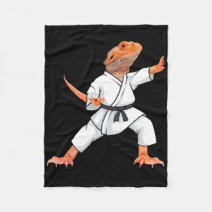 Funny Bearded Dragons Doing Karate Samurai Ninja L Fleece Blanket