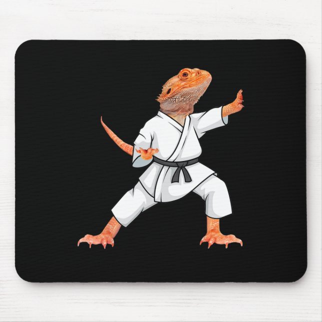 Funny Bearded Dragons Doing Karate Samurai Ninja L Mouse Mat (Front)
