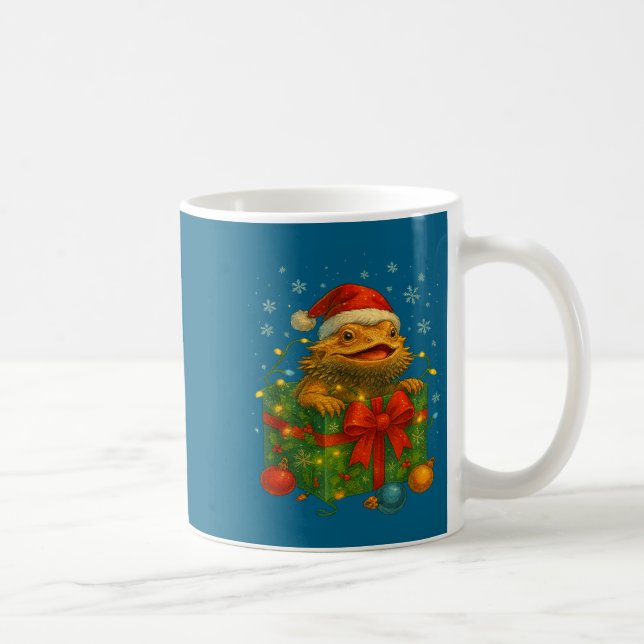 Funny Bearded Dragons Santa Christmas Tree Lights  Coffee Mug (Right)