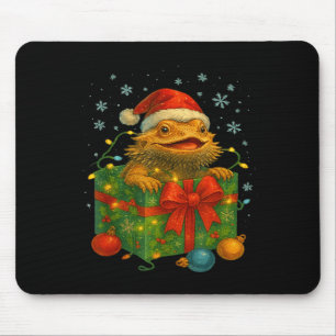 Funny Bearded Dragons Santa Christmas Tree Lights  Mouse Mat