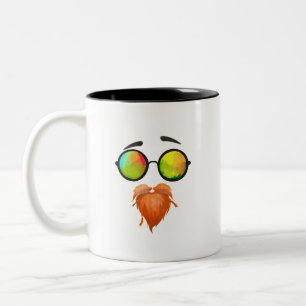 Funny Bearded Face Sunglasses Design Two-Tone Coff Coffee Mug