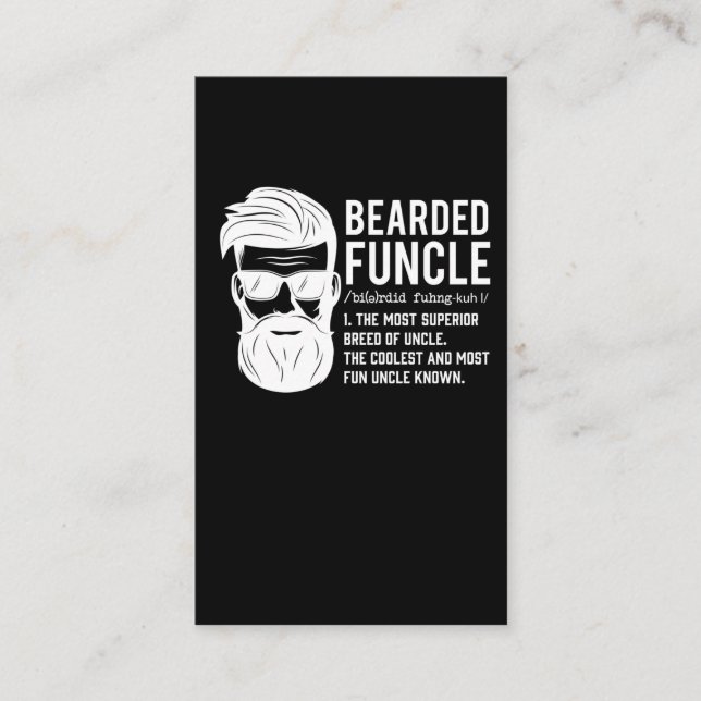 Funny Bearded Uncle Definition Moustache Humour Business Card (Front)