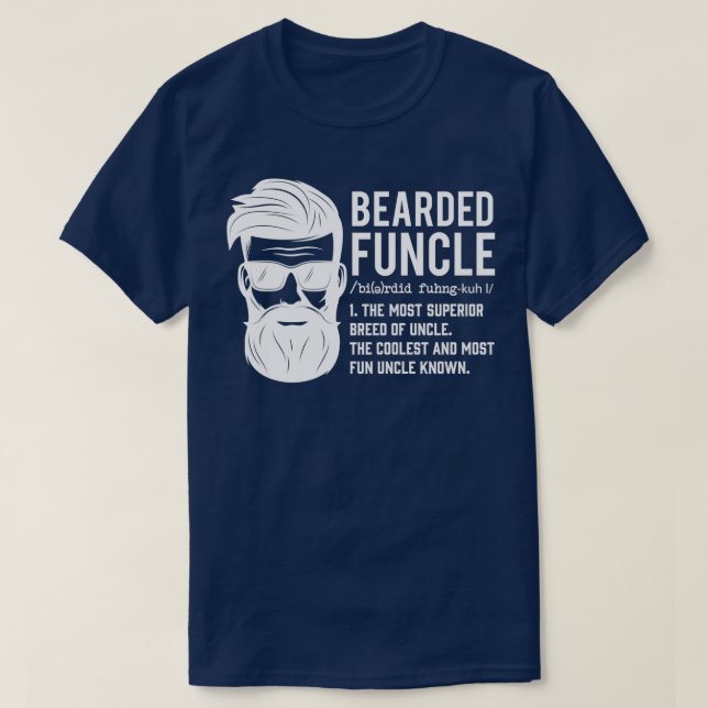 Funny Bearded Uncle Definition Moustache Humour T-Shirt (Design Front)