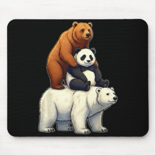 Funny bears stacked panda grizzly polar bear trio mouse mat