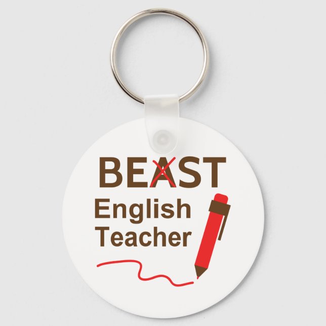Funny Beast or Best English Teacher Key Ring (Front)