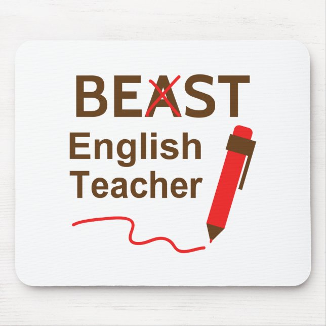 Funny Beast or Best English Teacher Mouse Mat (Front)