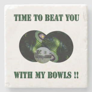 Funny Beating You At Lawn Bowls, Stone Coaster