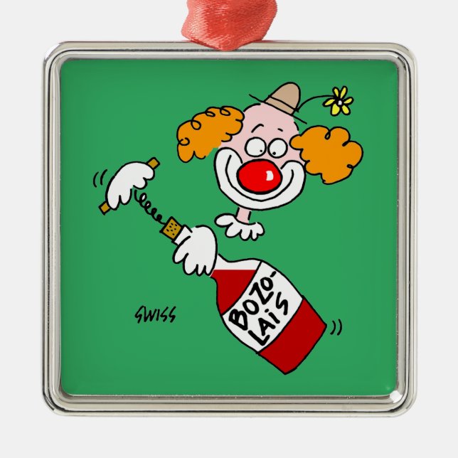 Funny Beaujolais Wine Cartoon Oenophiles Christmas Metal Tree Decoration (Front)