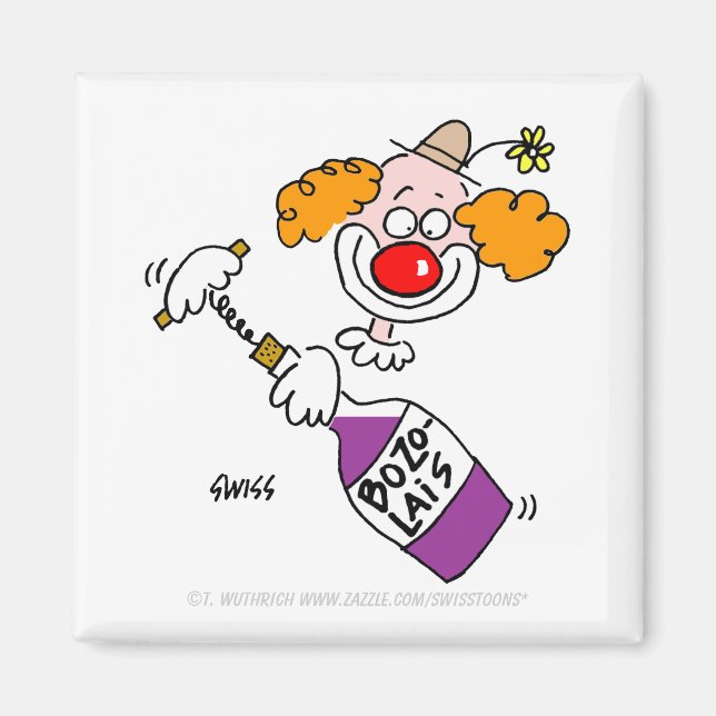 Funny Beaujolais Wine Humour Clown Cartoon Magnet (Front)