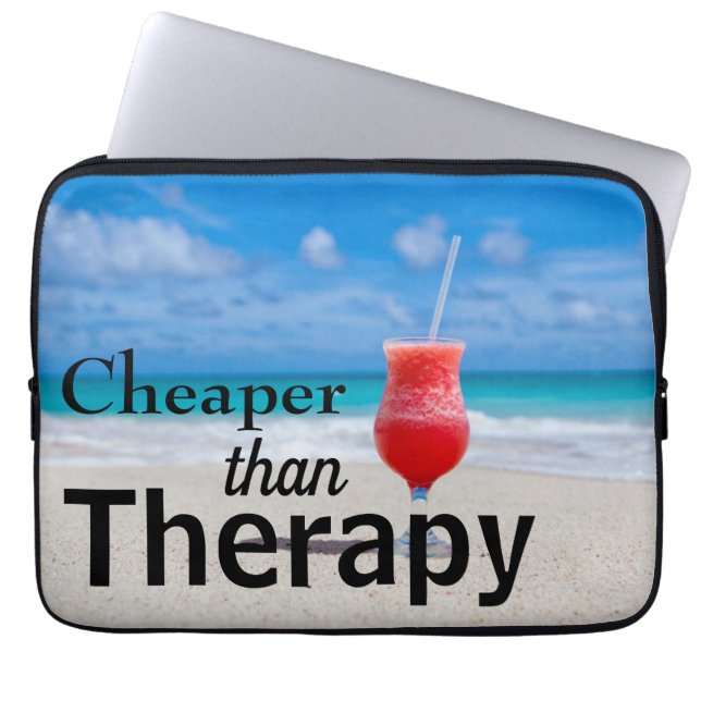 Funny Beautiful Beach Photo Typography Laptop Sleeve (Front)