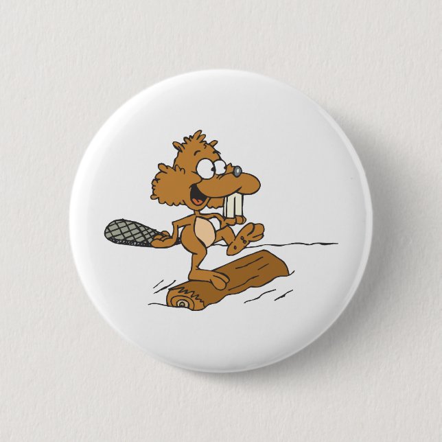 Funny Beaver 6 Cm Round Badge (Front)