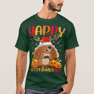 Funny Beaver Animal Lover Happy Beaver HelloThanks T-Shirt