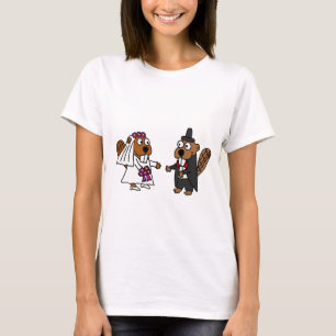 Funny Beaver Bride and Groom Wedding T-Shirt