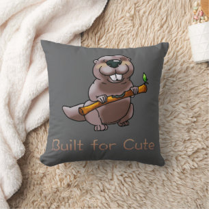 Funny Beaver Cartoon – Built for Cute Cushion