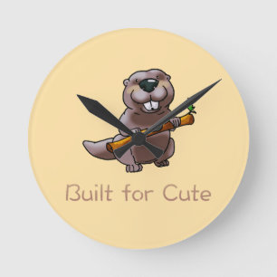 Funny Beaver Cartoon – Built for Cute Round Clock