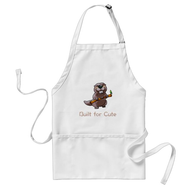 Funny Beaver Cartoon – Built for Cute Standard Apron (Front)