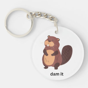 Funny Beaver Dam it Beavers Humour Cute Animal Gra Key Ring