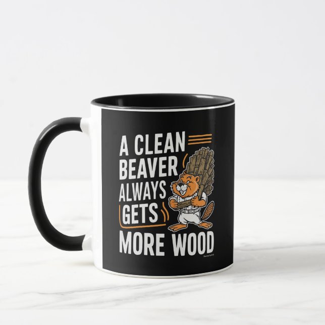 Funny Beaver Lumber Pun Vintage Art Mug (Left)