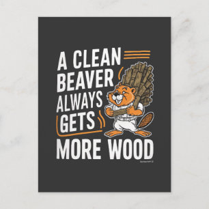Funny Beaver Lumber Pun Vintage Art Postcard