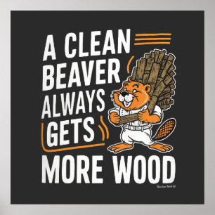 Funny Beaver Lumber Pun Vintage Art Poster