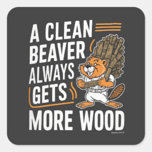 Funny Beaver Lumber Pun Vintage Art Square Sticker