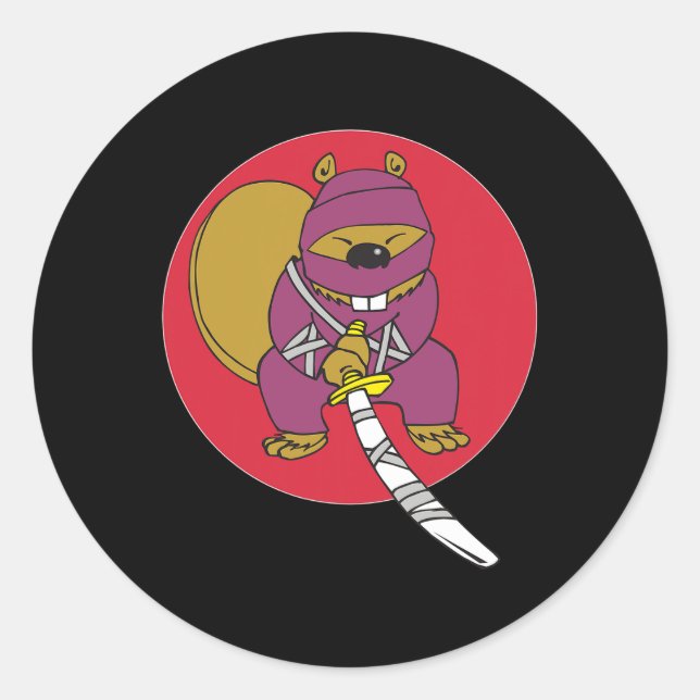 Funny Beaver . Ninja Beaver  Classic Round Sticker (Front)